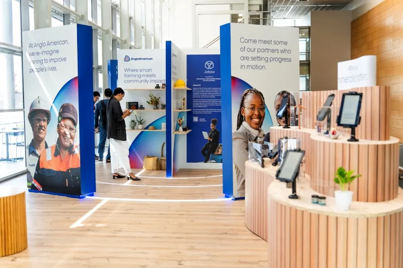 Branded sponsor exhibition space at Mining Indaba