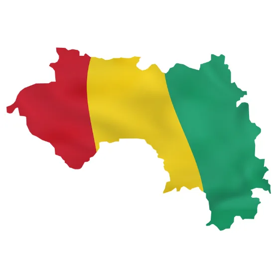 Map of Guinea with the national flag