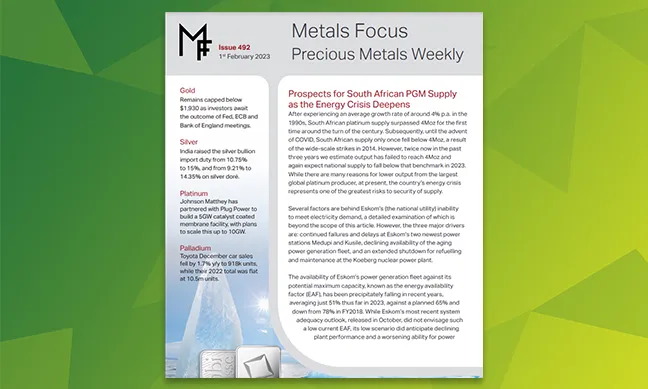 Metals Focus Precious Metals Weekly Report Cover