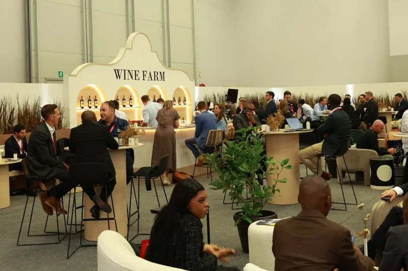 Delegates networking at the Mining Indaba Wine Farm