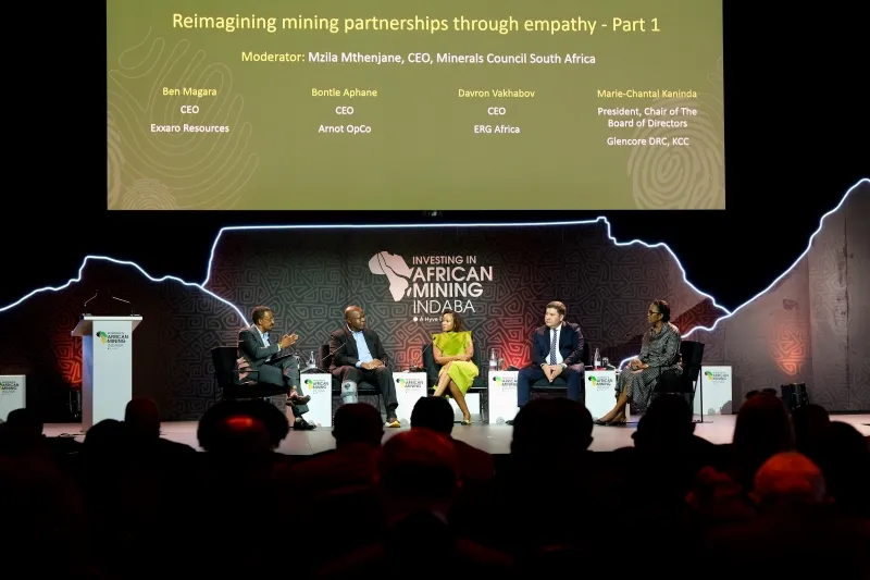 Industry leaders discuss mining partnerships during a panel session at Mining Indaba