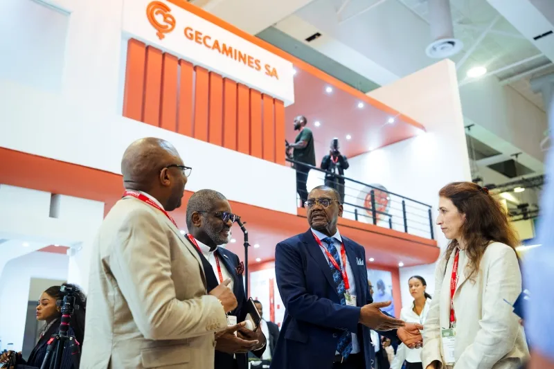 Delegates networking in the Mining Indaba exhibition hall