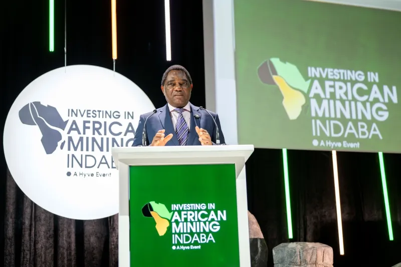 President Hakainde Hichilema delivering a keynote at Mining Indaba