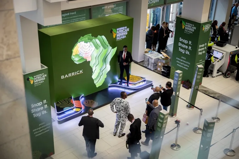 Sponsor branding showcased at the Mining Indaba entrance